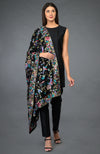 Black Parsi Gara Pure Pashmina Shawl