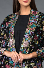 Black Parsi Gara Pure Pashmina Shawl