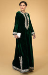 Emerald Green- Silver Kashmir Embroidered Kaftan