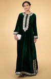 Emerald Green- Silver Kashmir Embroidered Kaftan