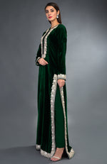 Kashmir Inspired Silver Tilla Embroidered Emerald Green Suit