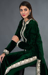 Kashmir Inspired Silver Tilla Embroidered Emerald Green Suit