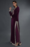 Kashmir Inspired Silver Tilla Embroidered Plum Suit