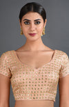 Pearl Pink Mirror Work And Zardozi Hand Embroidered Blouse