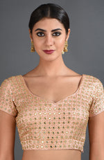 Pearl Pink Mirror Work And Zardozi Hand Embroidered Blouse