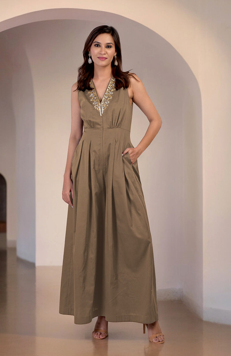 Brownie Gold Tilla Hand Embroidered Jumpsuit