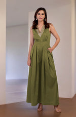 Green Moss Gold Tilla Hand Embroidered Jumpsuit