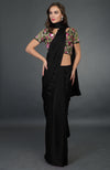 In Full Bloom Black Saree with Floral Embroidered Blouse