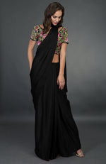 In Full Bloom Black Saree with Floral Embroidered Blouse
