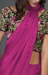 In Full Bloom Raspberry Saree with Floral Embroidered Blouse
