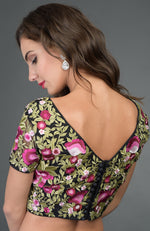 In Full Bloom Raspberry Saree with Floral Embroidered Blouse