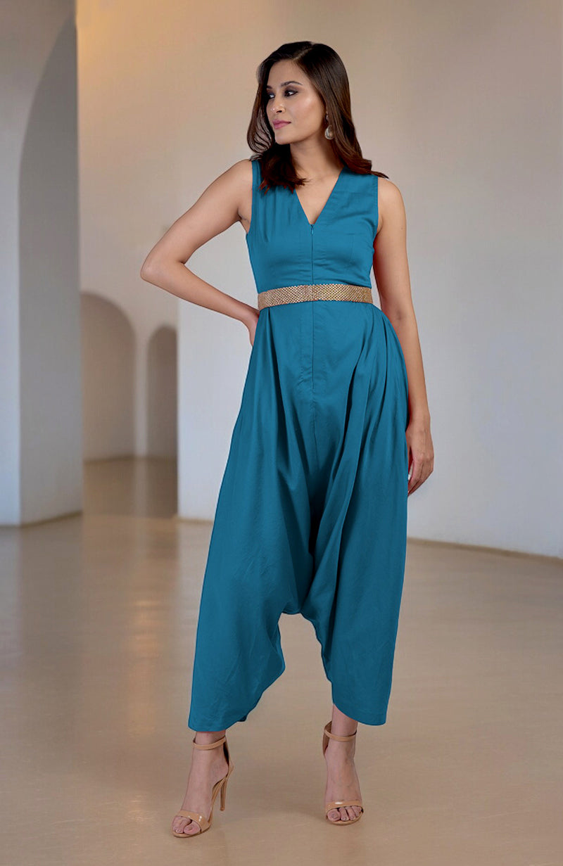 Red V-Neck Jumpsuit