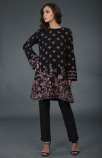 Black-Mauve Parsi Embroidered Tunic Suit