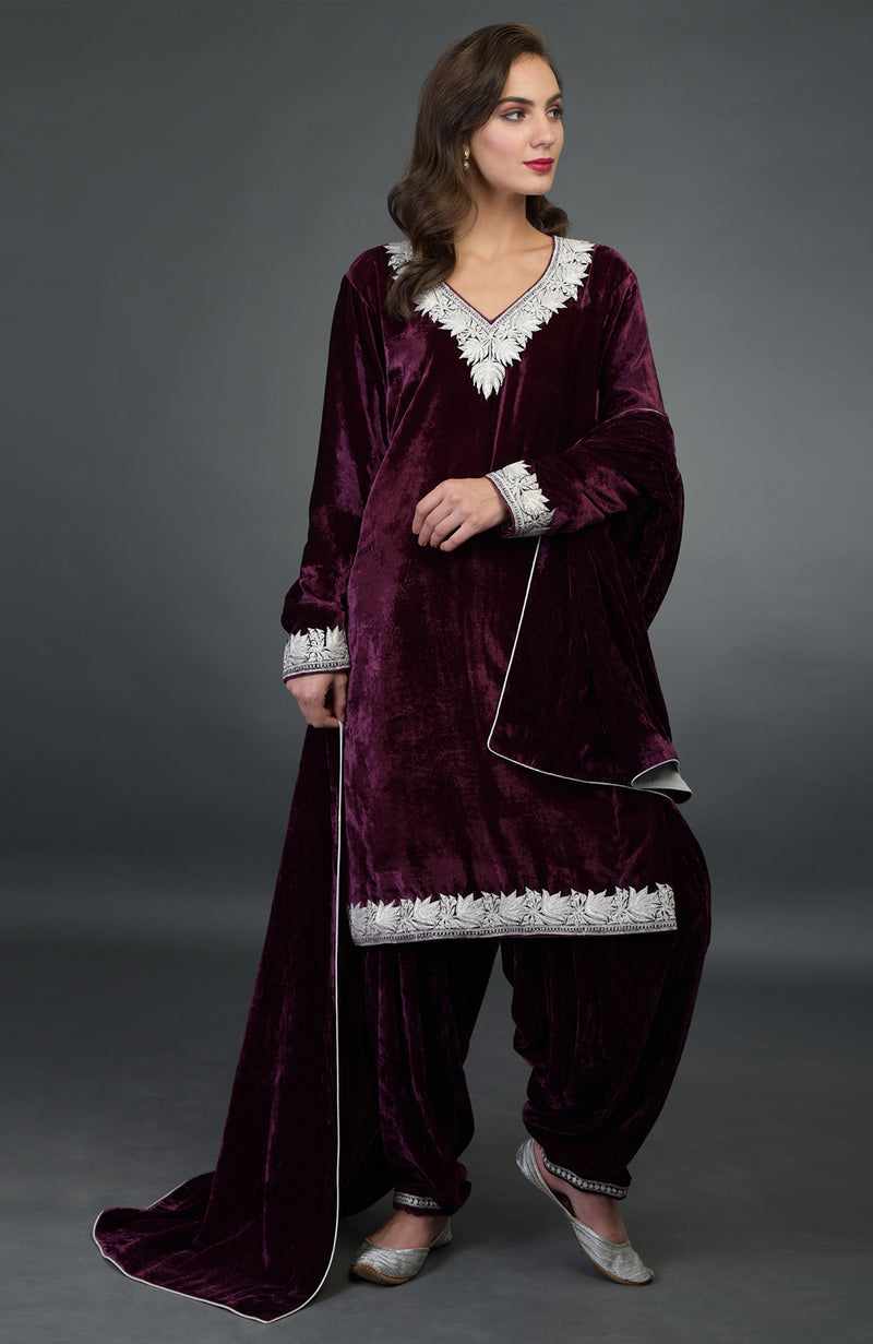 Noor Silk-Velvet Tilla Embroidered Patiala Salwar Suit