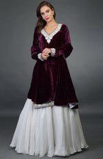Noor Silk-Velvet Tilla Embroidered Kurta with Skirt and Dupatta