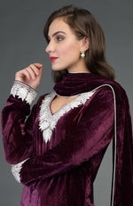 Noor Silk-Velvet Tilla Embroidered Kurta with Skirt and Dupatta