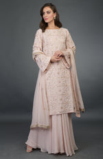 Nude Pink- Rose Gold Gota Patti Work Suit With Dupatta
