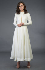 Ivory Pure Georgette/ Pure Crepe/ Pure Silk Anarkali Suit
