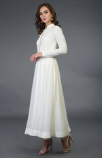 Ivory Pure Georgette/ Pure Crepe/ Pure Silk Anarkali Suit
