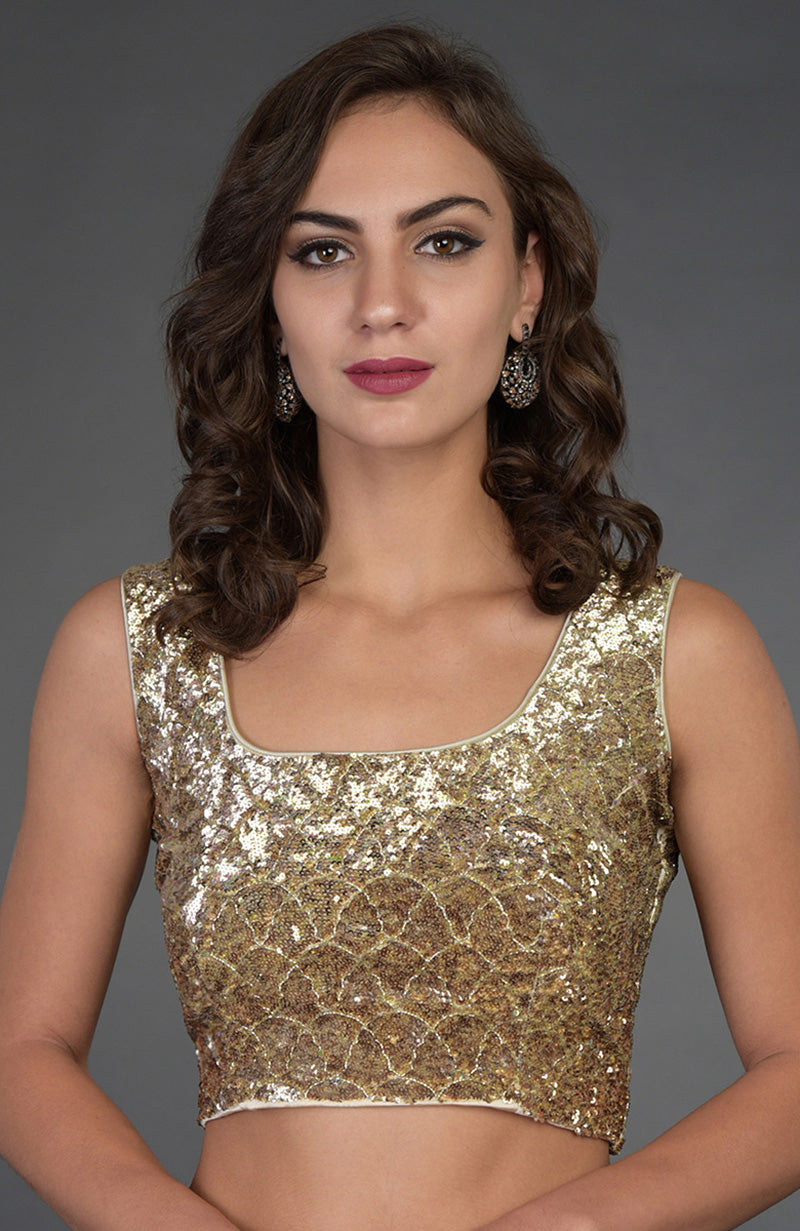 Gold Sequin & Zardozi Hand Embroidered Blouse