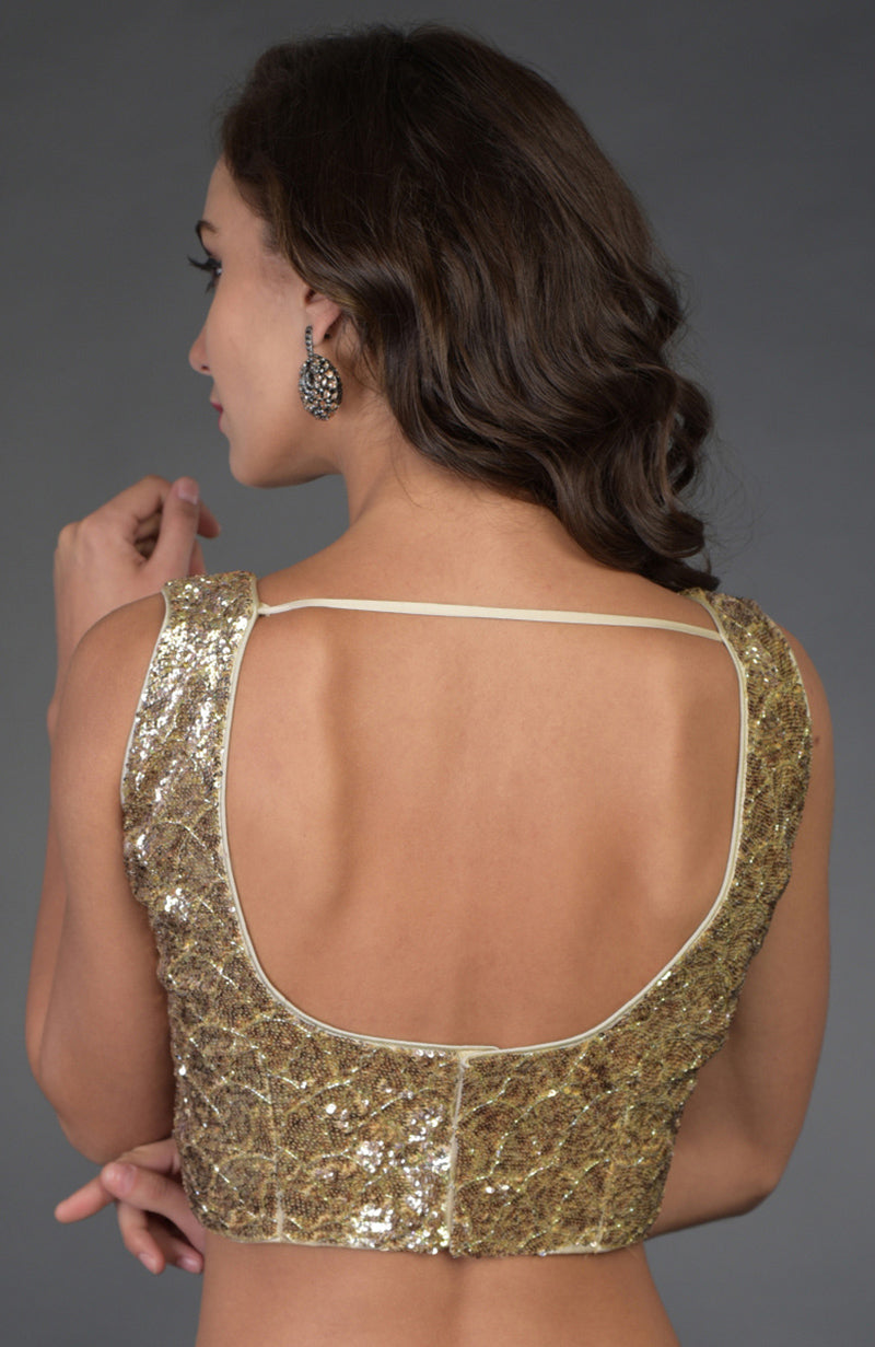 Gold Sequin & Zardozi Hand Embroidered Blouse