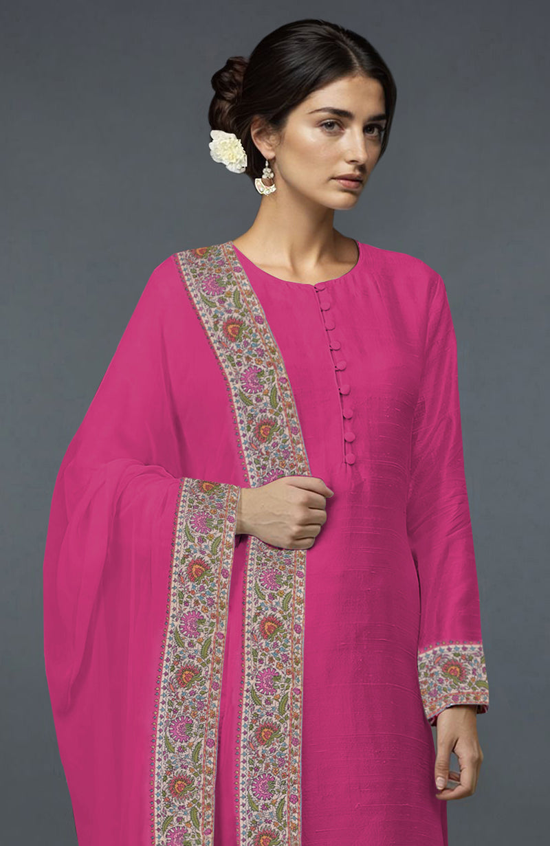 yellowish Orange Shimmer Organza Heavy Gota Peacock & Mirror Embroidered Kashmiri Suit main image 0