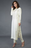 Ivory-Gold Pure Silk/ Pure Crepe/ Pure Georgette Suit