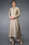 Beige Raw Silk/ Silk/ Crepe/ Georgette Suit