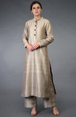 Beige Raw Silk/ Silk/ Crepe/ Georgette Suit