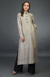 Beige Raw Silk/ Silk/ Crepe/ Georgette Suit