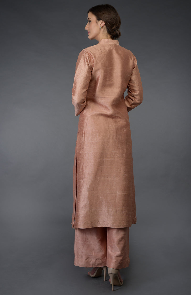 Pressed Rose Raw Silk/ Silk/ Crepe/ Georgette Suit