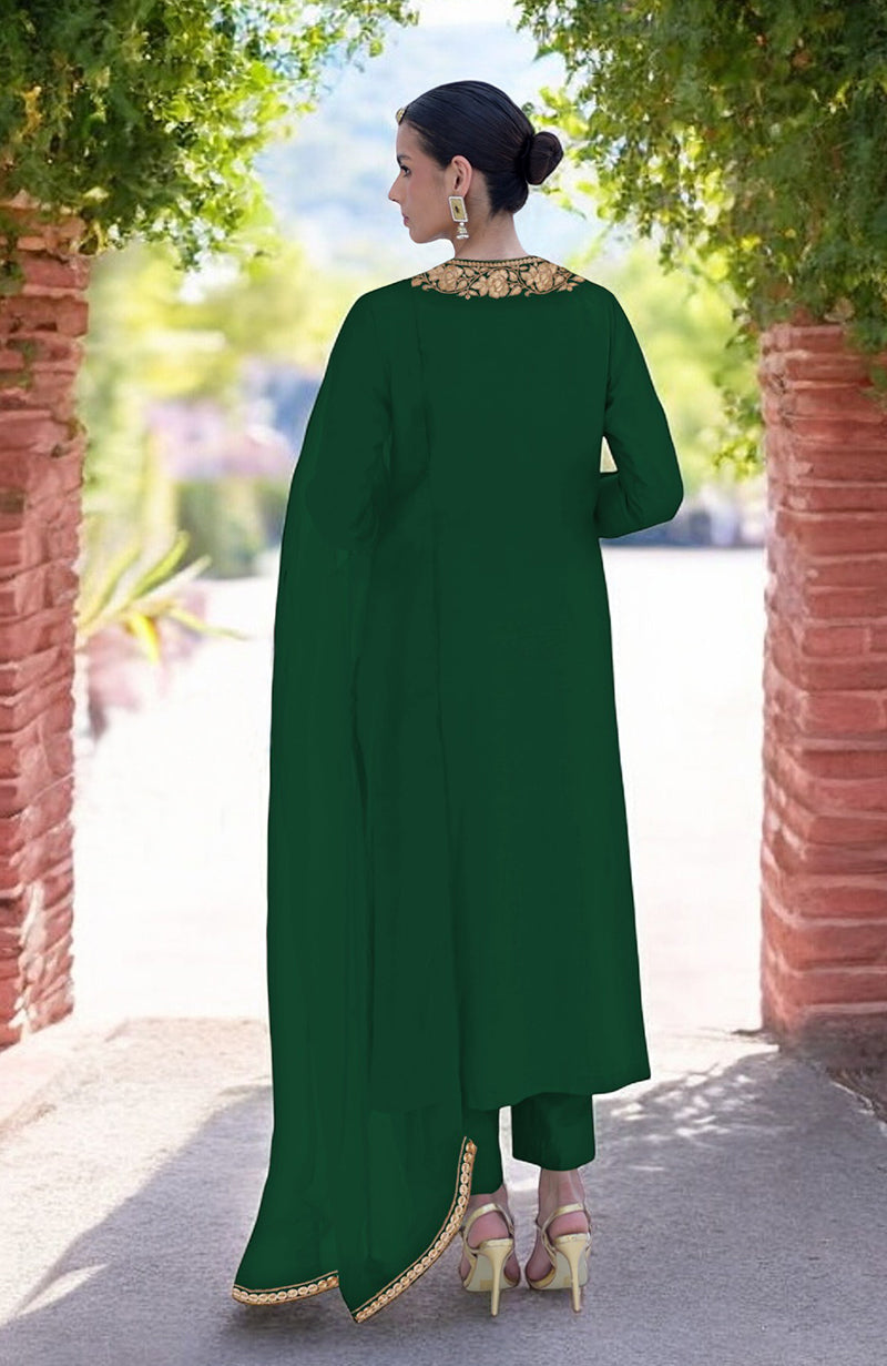 Emerald Green Kashmiri Tilla Embroidered Kurta Set