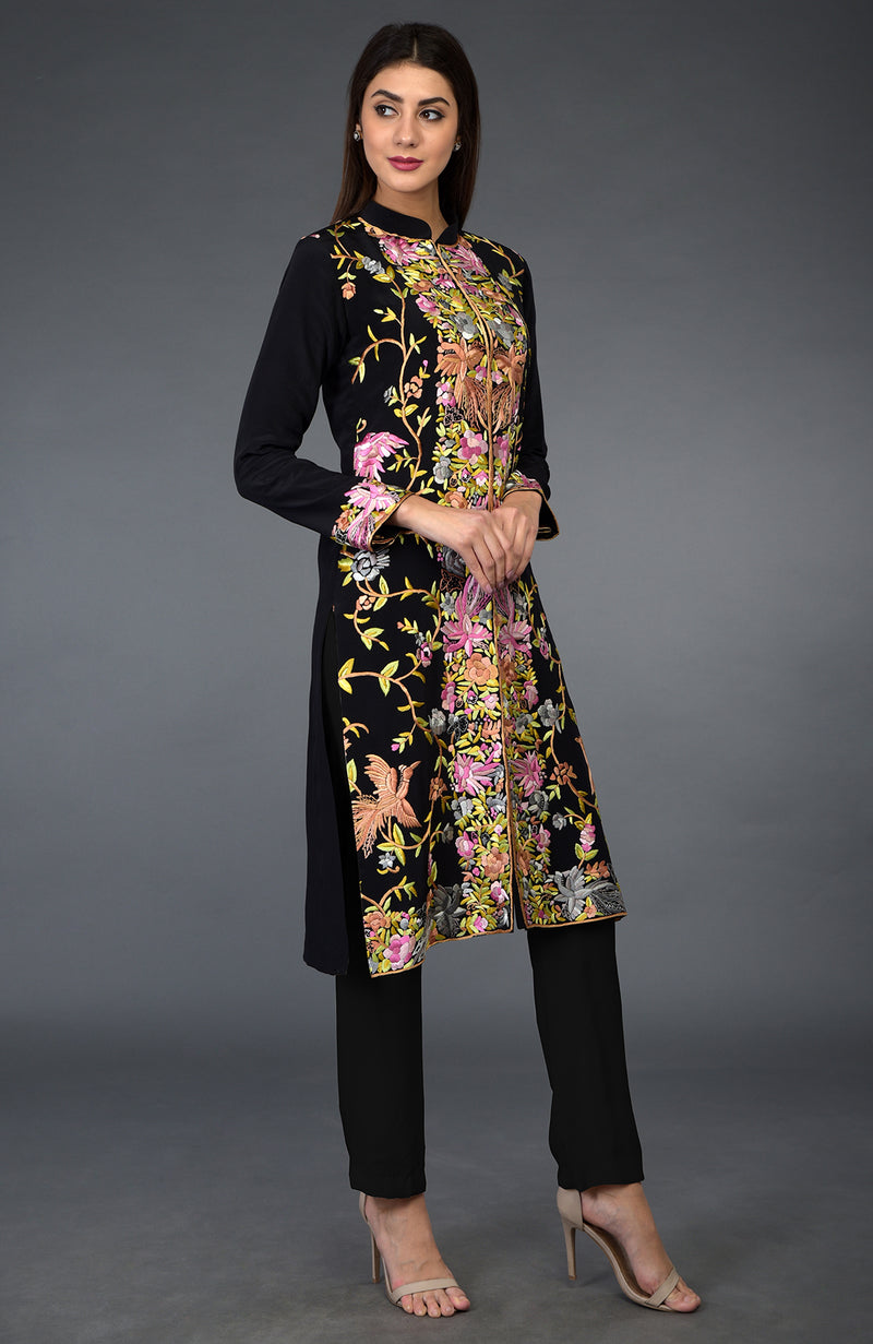 Black Parsi Gara Embroidered Jacket
