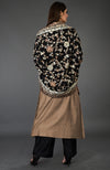 Black-Beige Parsi Gara Pure Pashmina Shawl