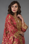 Maroon Parsi Gara Embroidered Kimono Jacket