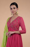 Iktara Pink-Green  Zardozi Embroidered Anarkali Set