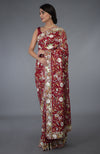 Pre-Order Masterpiece Red Parsi Gara Hand Embroidered Saree