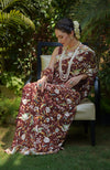Pre-Order Masterpiece Marsala Parsi Gara Hand Embroidered Saree