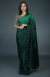 Bottle Green Ombre Saree With Zardozi Work Blouse