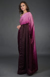Wine-Pink Ombre Sequin & Zardozi Hand Embroidered Saree