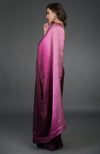 Wine-Pink Ombre Sequin & Zardozi Hand Embroidered Saree