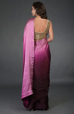 Wine-Pink Ombre Sequin & Zardozi Hand Embroidered Saree