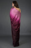 Wine-Pink Ombre Sequin & Zardozi Hand Embroidered Saree