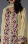 Lemon Chiffon Parsi Gara Embroidered Suit