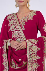 Bright Rose Gold Kashmiri Tilla & Zardozi Hand Embroidered Kurta Set