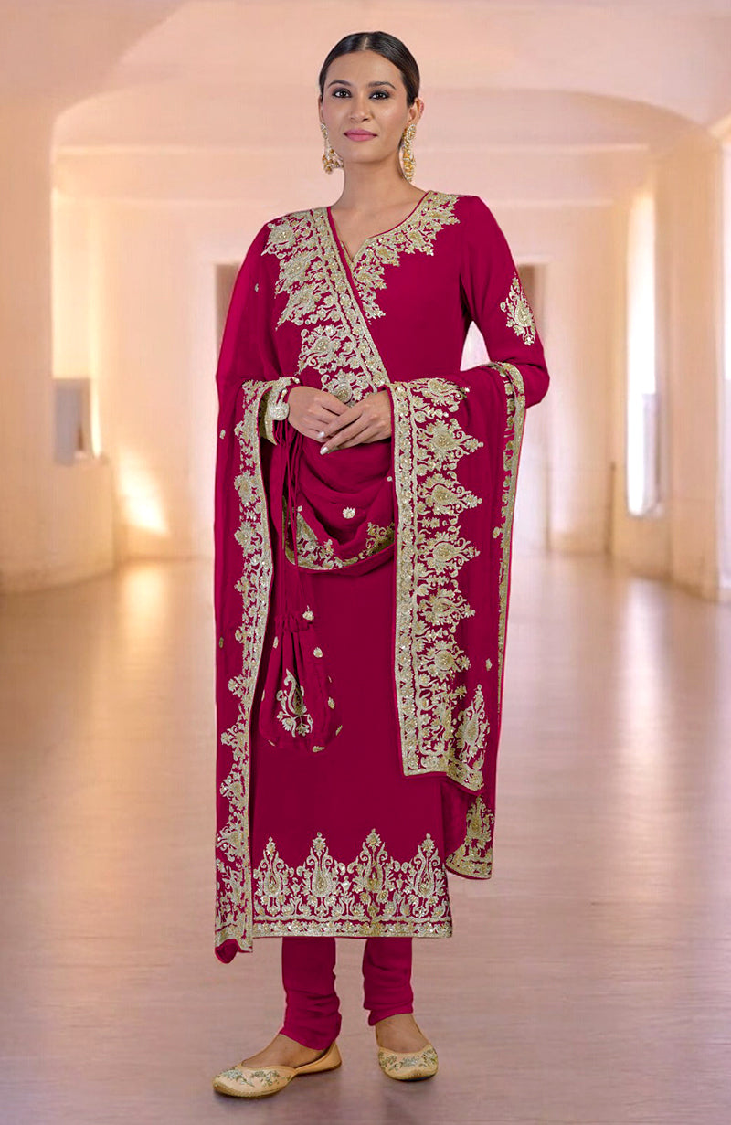 Bright Rose Gold Kashmiri Tilla & Zardozi Hand Embroidered Kurta Set