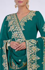 Proud Peacock Gold Kashmiri Tilla & Zardozi Hand Embroidered Kurta Set