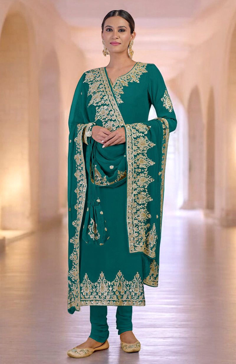 Bright Rose Gold Kashmiri Tilla & Zardozi Hand Embroidered Kurta Set