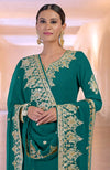 Proud Peacock Gold Kashmiri Tilla & Zardozi Hand Embroidered Kurta Set