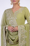 Bog Green Gold Kashmiri Tilla & Zardozi Hand Embroidered Kurta Set